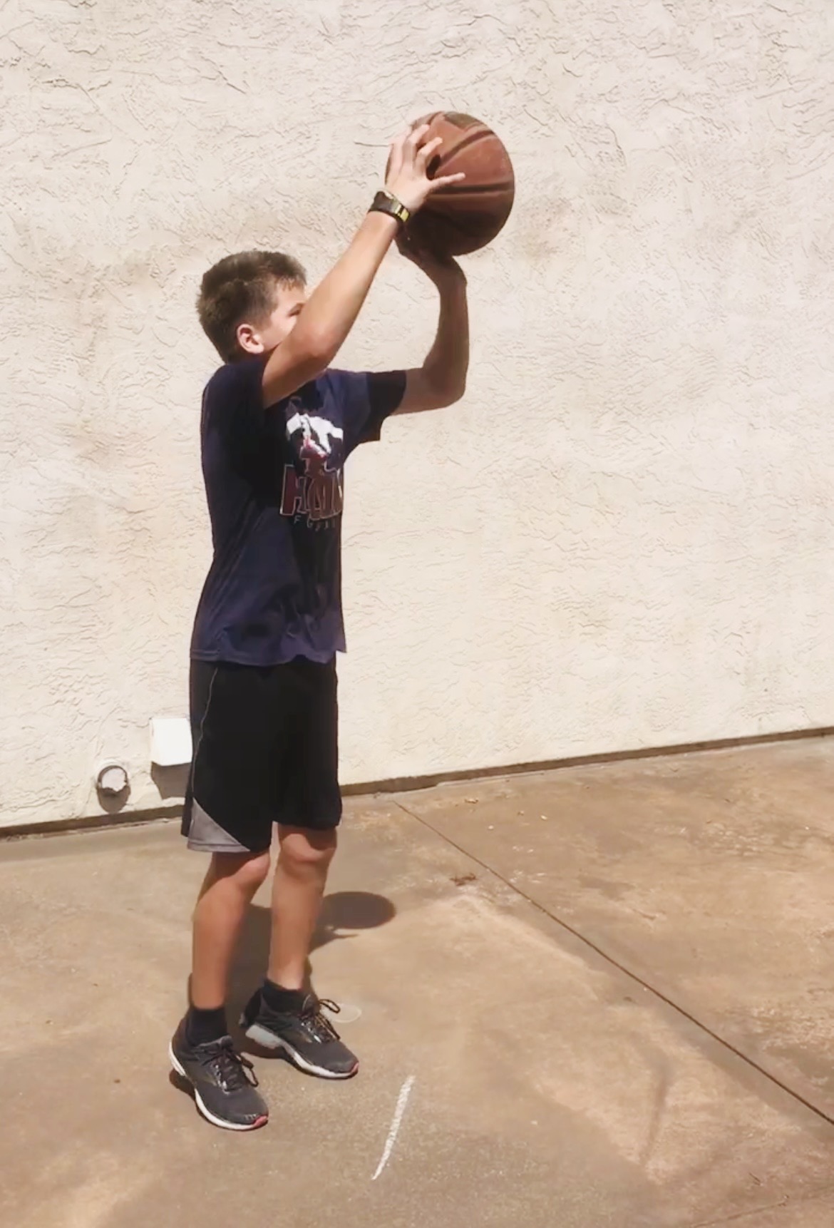 Henry practicing a jumper
